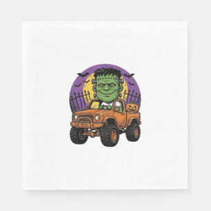 Serviette En Papier Chemise de citrouille de camion monstre Halloween 
