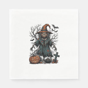 Serviette En Papier Chemise de citrouille d'Halloween Épouvantail Sorc