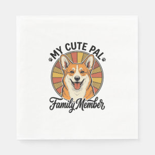 Serviette En Papier Chemise de famille Corgi Design vintage pour amour