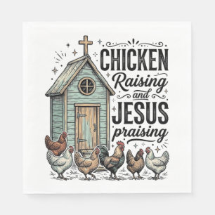 Serviette En Papier Chemise de ferme vintage louant Jésus et l'élevage