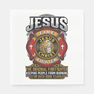 Serviette En Papier Chemise de foi chrétienne vintage Jésus pompier