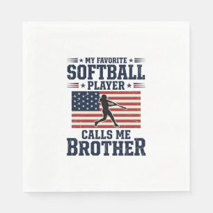 Serviette En Papier Chemise de frère de softball patriotique gravure v