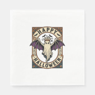 Serviette En Papier Chemise de gravure vintage de chauve-souris fantôm