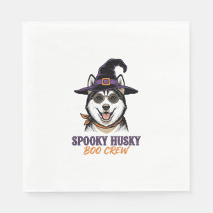 Serviette En Papier Chemise de Husky Halloween Sorcière Chien Graphiqu
