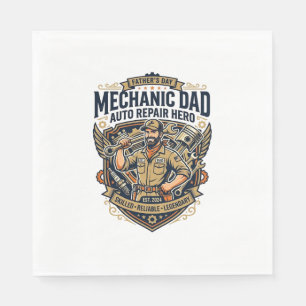 Serviette En Papier Chemise de Mécanicien de la Fête des Pères Papa Dr