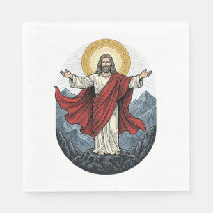 Serviette En Papier Chemise de montagne Jésus gravure vintage