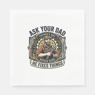 Serviette En Papier Chemise de réparation de papa de la fête des pères