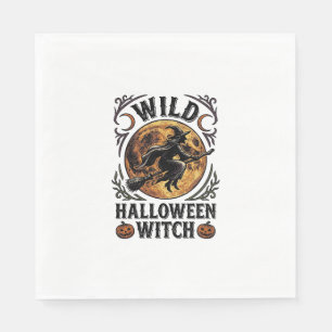 Serviette En Papier Chemise de sorcière Halloween Balai vintage Graphi