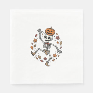 Serviette En Papier Chemise de squelette de citrouille Gravure vintage