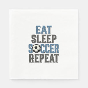 Serviette En Papier Chemise de typographie vintage Soccer Eat Sleep Re