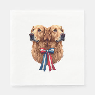 Serviette En Papier Chemise double portrait patriotique Golden Retriev