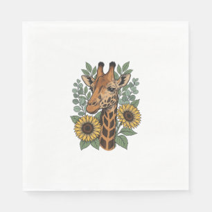 Serviette En Papier Chemise florale tournesol girafe gravée vintage_1