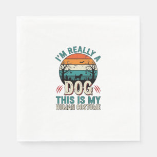Serviette En Papier Chemise Fun Dog Costume Humain Vintage Halloween_1