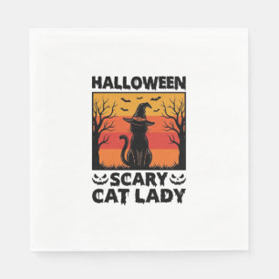 Serviette En Papier Chemise Halloween Dame de chat effrayant Gravure V