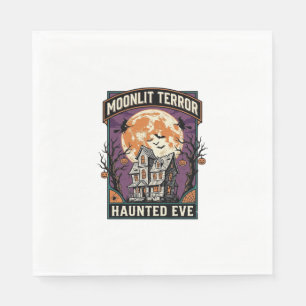 Serviette En Papier Chemise Haunted Moon Gravure Vintage Halloween Gra
