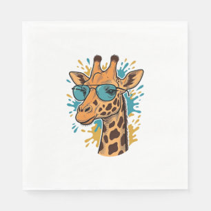 Serviette En Papier Chemise Lunettes de soleil girafe gravées vintage 