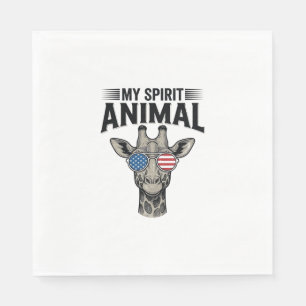 Serviette En Papier Chemise patriotique vintage girafe animal spiritue