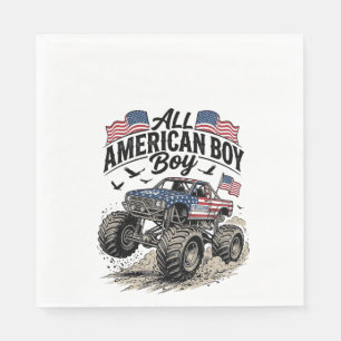 Serviette En Papier Chemise T-shirt de camion monstre patriotique All