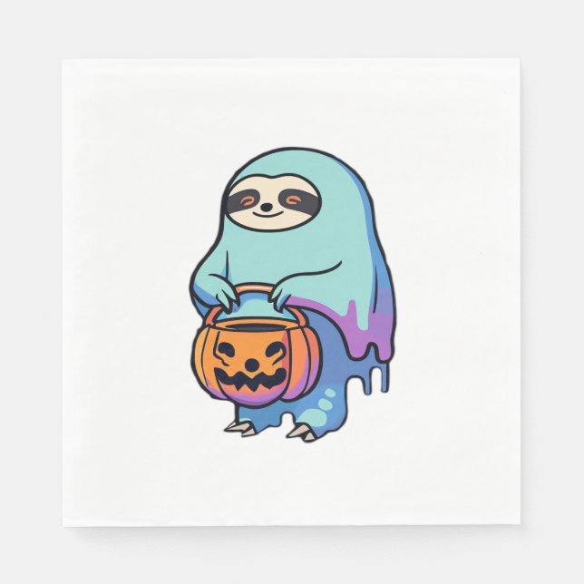 Serviette En Papier Chemise T-Shirt de Sloth Ghost Halloween surdimens (Devant)