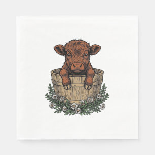 Serviette En Papier Chemise veau highland vintage art seau de margueri