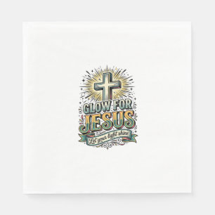 Serviette En Papier Chemise vintage de croix chrétienne Glow For Jesus