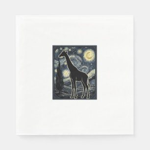 Serviette En Papier Chemise vintage gravure girafe nuit étoilée_1