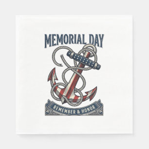 Serviette En Papier Chemise vintage Memorial Day Anchor Remember Honor