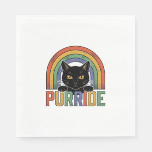 Serviette En Papier Chemise Vintage Purride Chat Noir Arc-en-Ciel Desi