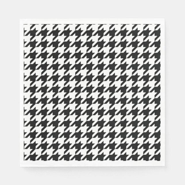 Serviette En Papier Chèque de socle noir blanc classique (Devant)