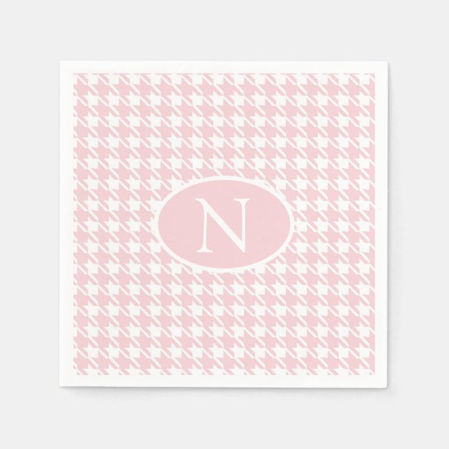Serviette En Papier Chèque monogramme rose en hauteur personnalisée (Devant)