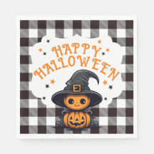 Chèque noir et blanc En vichy Halloween Napkin