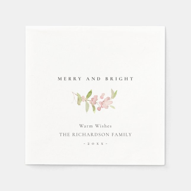 SERVIETTE EN PAPIER CHÈRES DE CALLIGRAPHIE MINIMALE ROSE ROSE DOUX BLA (Devant)