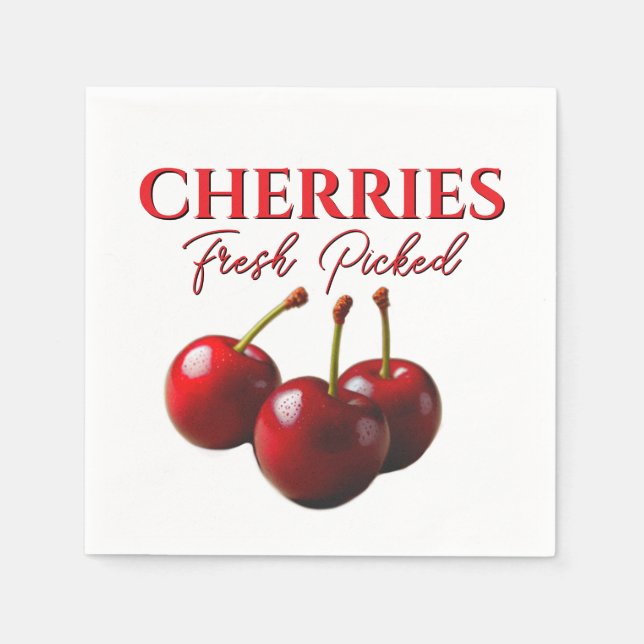 Serviette En Papier Cherries fresh picked  (Devant)
