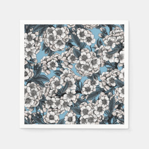 Serviette En Papier Cherry blossom in white and blue