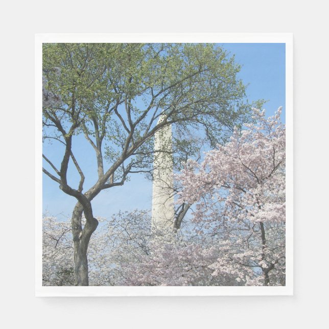 Serviette En Papier Cherry Blossoms et le monument de Washington à DC (Devant)