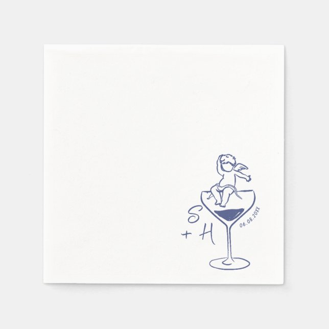 Serviette En Papier Cherub Mariage de cocktail Icône Cupid Tirée À La  (Devant)