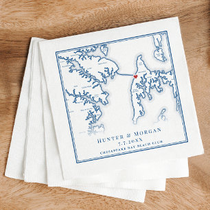 Serviette En Papier Chesapeake Bay Beach Club Marine Mariage bleu