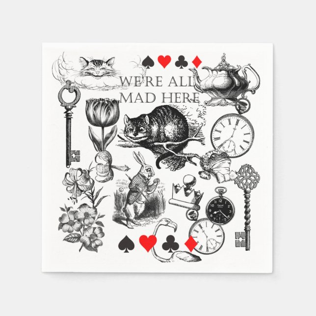 Serviette En Papier Cheshire Chat classique alice au merveilleux fou (Devant)