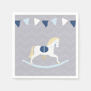 Serviette En Papier Cheval à rochers bleu