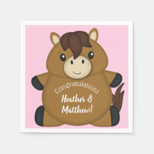 Serviette En Papier Cheval Baby shower rose