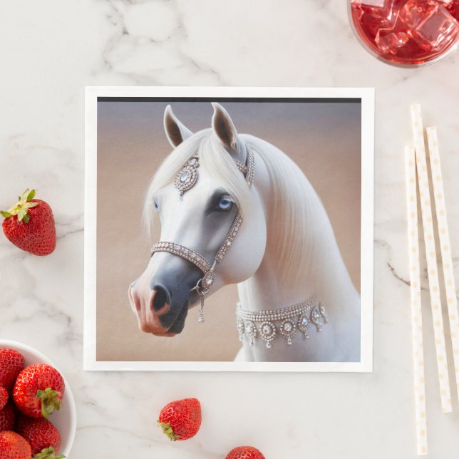 Serviette En Papier Cheval blanc d'Arabie (En situation)