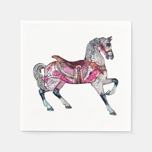 Serviette En Papier Cheval carrousel Papier Napkin (Devant)