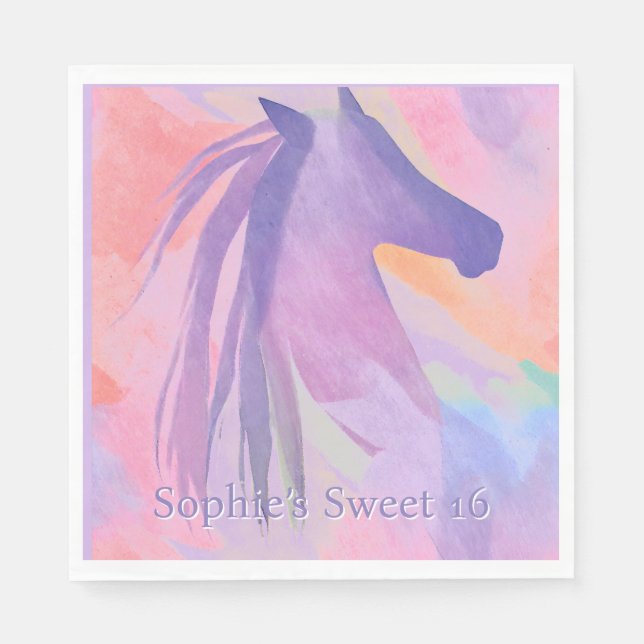 Serviette En Papier Cheval coloré -personnalisé (Devant)