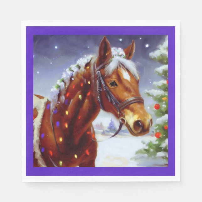 Serviette En Papier Cheval de Noël 3 (Devant)