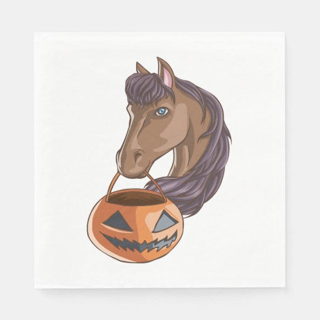 Serviette En Papier Cheval d'Halloween (Devant)