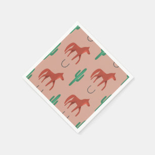 Serviette En Papier cheval et cactus