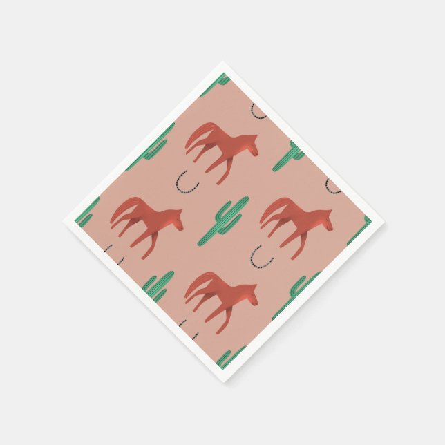 Serviette En Papier cheval et cactus (Coin)