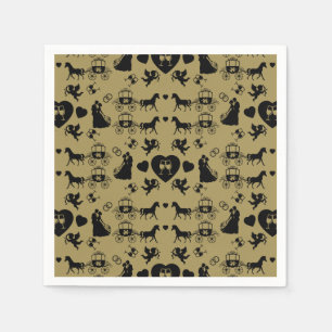 Serviette En Papier Cheval Et Panier Romantique Mariage