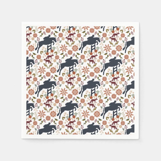 Serviette En Papier Cheval et Rider Napkin | Automne Equestre Folk Ar (Devant)