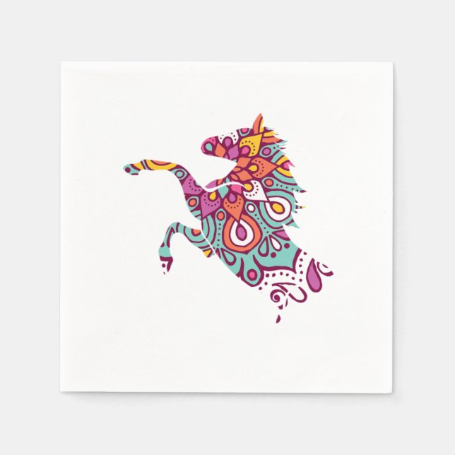 Serviette En Papier Cheval Floral Equestrian Stable Chevaux Racing Cad (Devant)